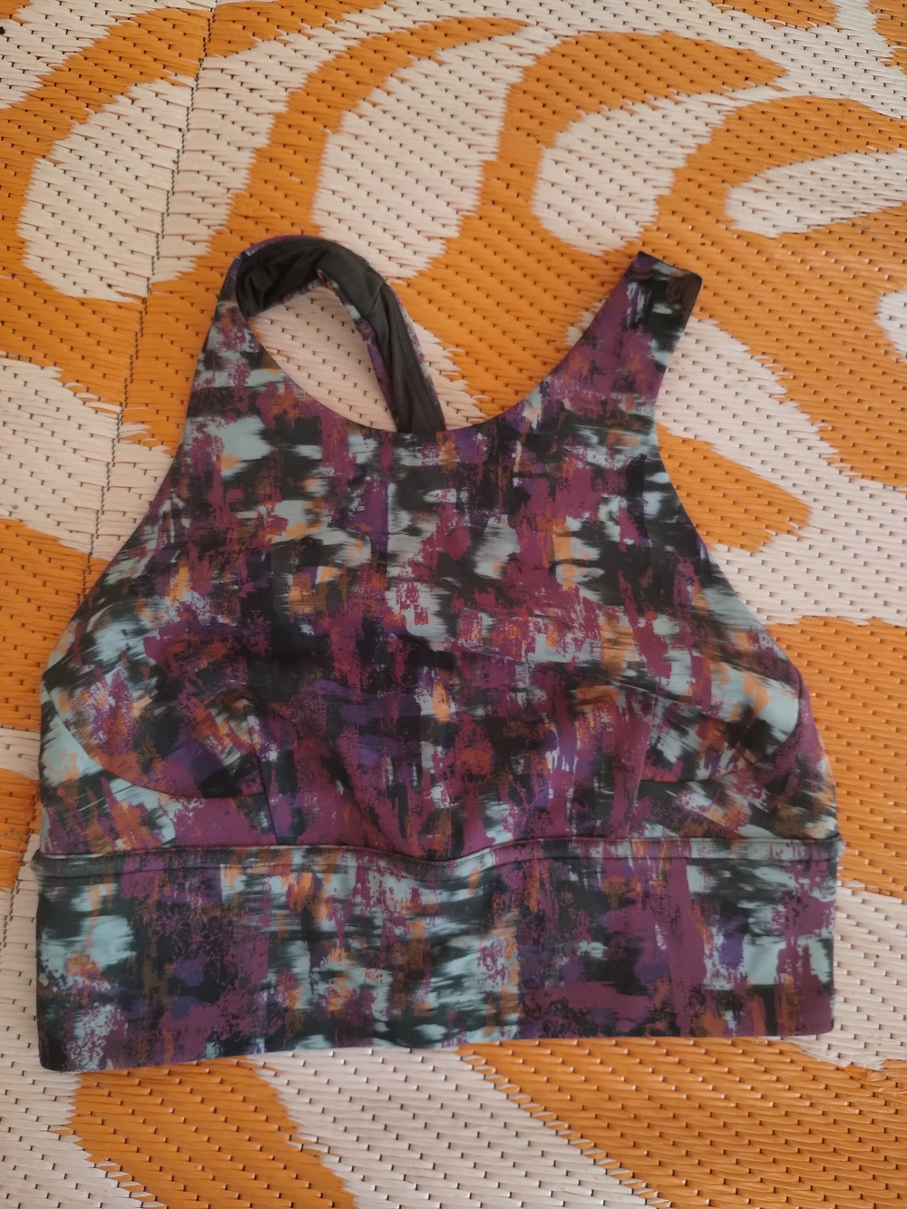 Abstract Print Women's Athletic High Top Lululemon Bra Small- Purple Multi